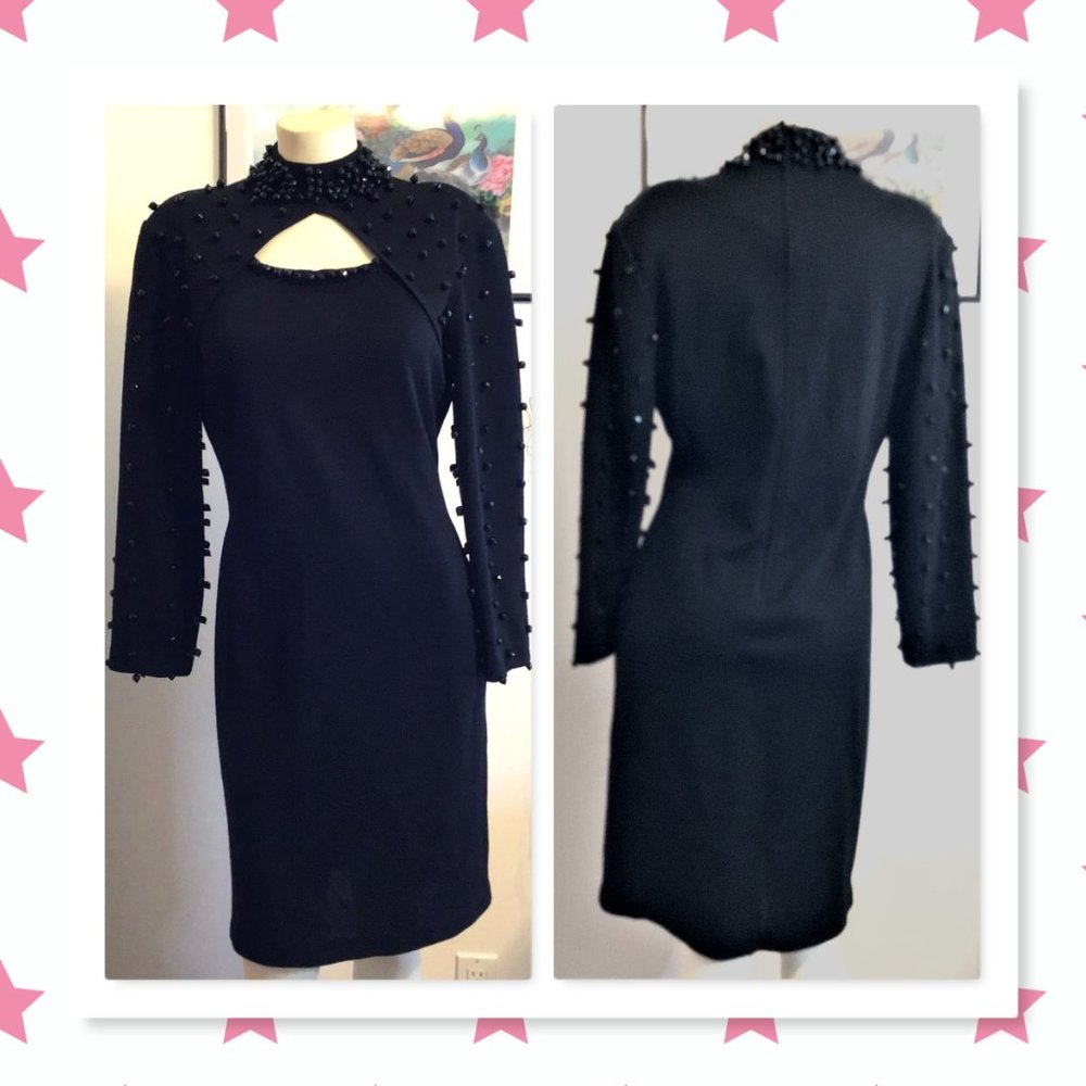 OUTLANDER BLACK KNIT EMBELLISHMENT DRESS